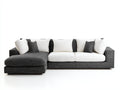 Sofás de esquina de tela 300x160x85 cm color gris y blanco con chaise longue y diseño moderno