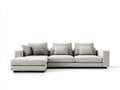 Sofás de esquina de tela 300x160x85 cm color gris con chaise longue y diseño moderno