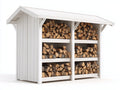 Leñero de exterior de madera 240 x 90 x 210 cm - Blanco - Diseño de 6 compartimentos con tejado a dos aguas
