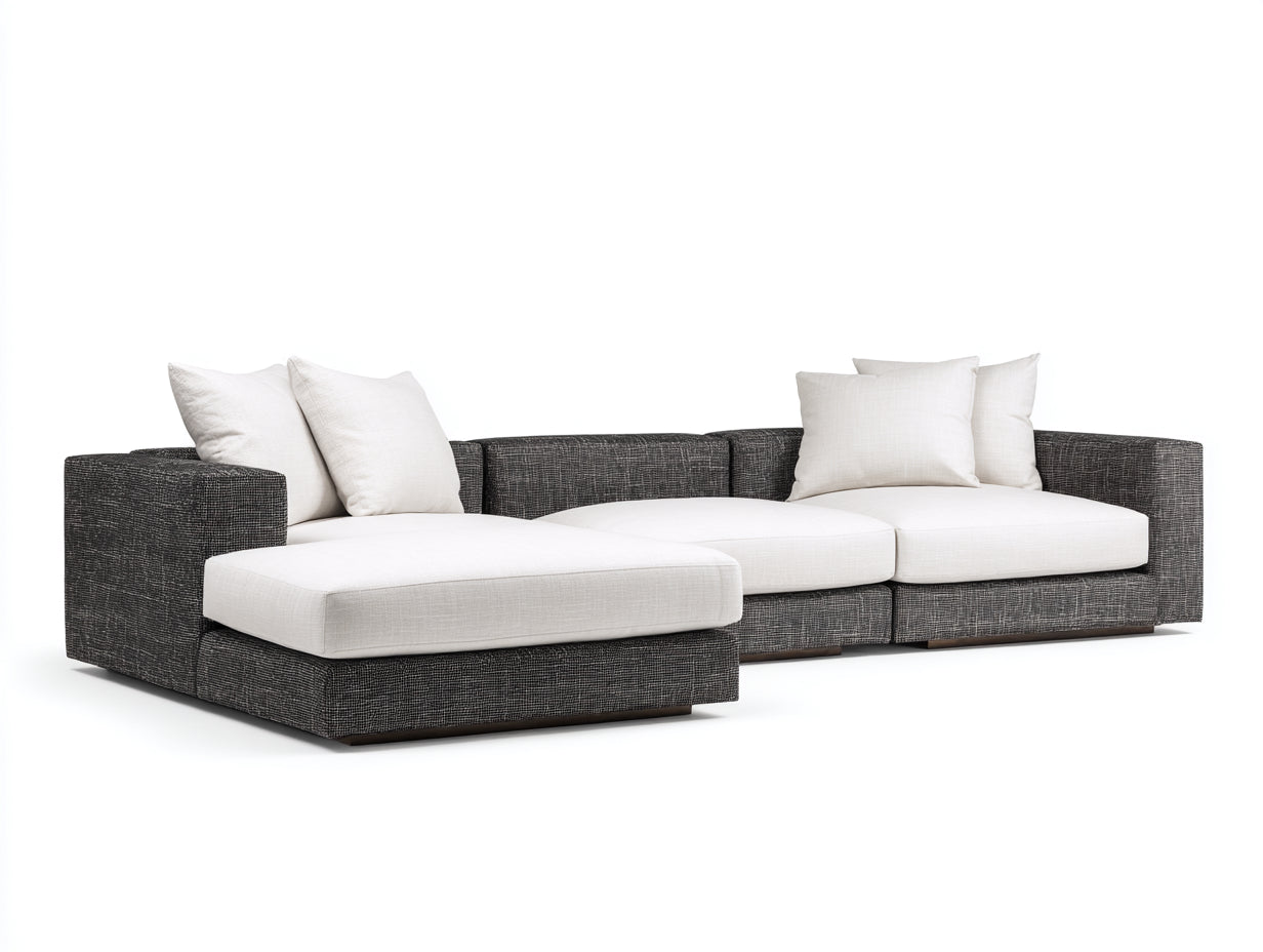 Sofás de esquina tapizados 300x200x82 cm - blanco y gris oscuro - diseño modular moderno