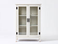 Estanterías de madera 80 x 35 x 120 cm - color blanco - diseño moderno con puertas de cristal