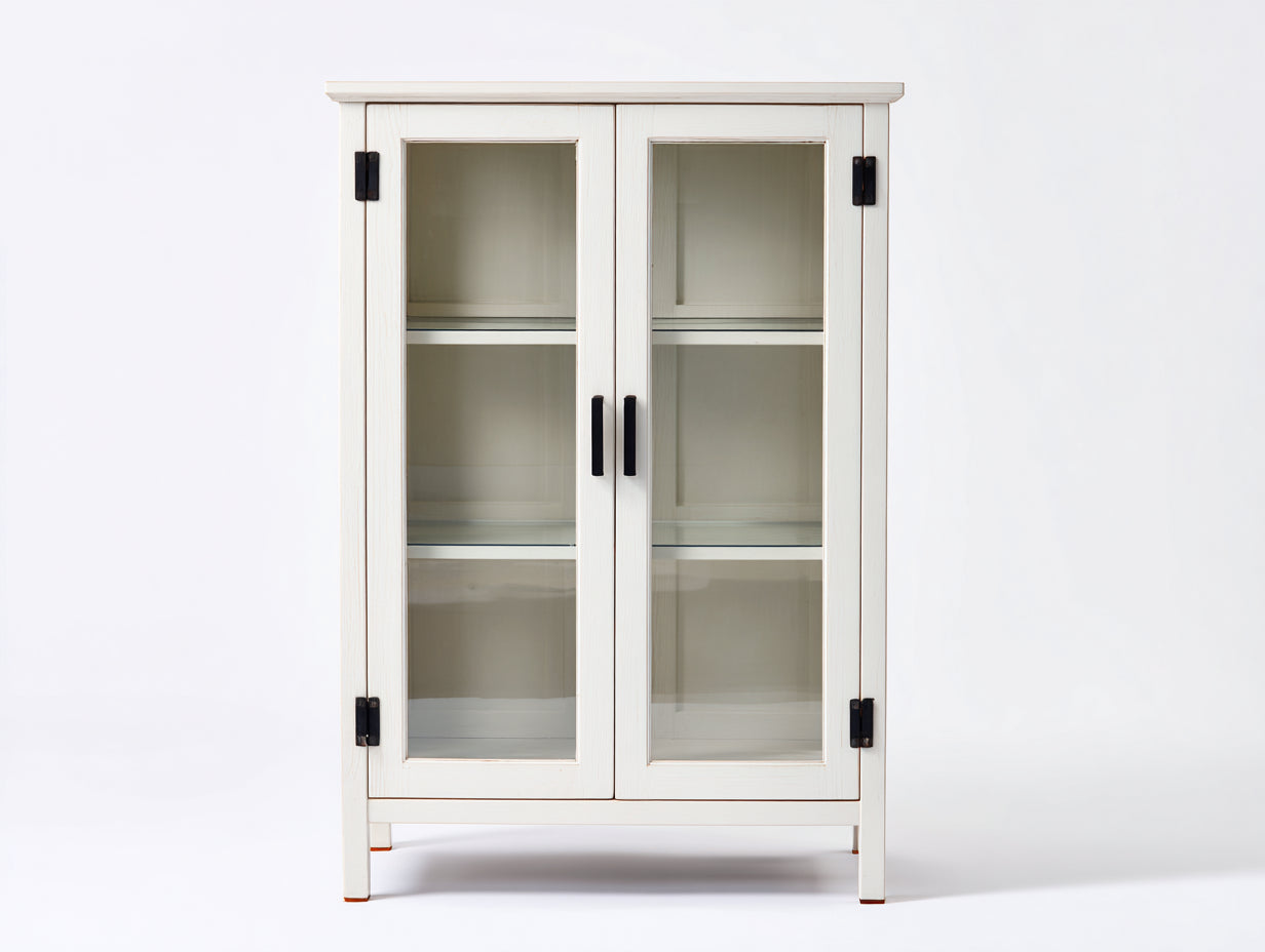 Estanterías de madera 80 x 35 x 120 cm - color blanco - diseño moderno con puertas de cristal