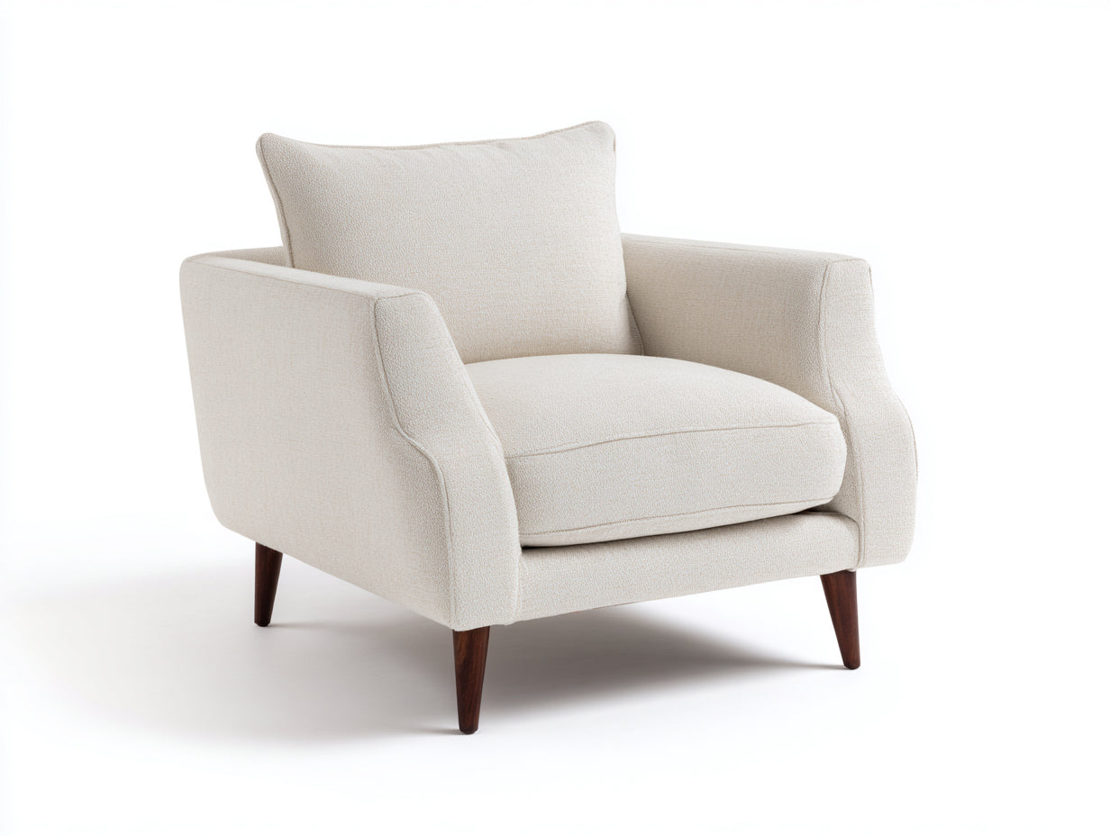 Sillones tapizados 88x82x86 cm - blanco crema y marrón oscuro - diseño moderno con cojín suelto