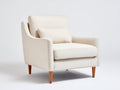 Sillones tapizados 90x84x88 cm - blanco crema y marrón claro - diseño moderno con respaldo alto