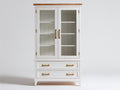Estantería de madera con puertas de cristal y cajones 80 x 40 x 180 cm - Armario expositor para salón