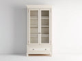 Estanterías con 2 puertas de cristal y 1 cajón 100 x 42 x 190 cm - Blanco crema - Diseño clásico para salón y comedor