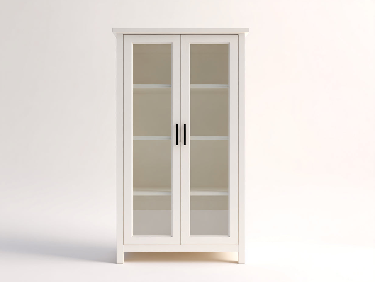Estanterías con 2 puertas de cristal 90x40x190 cm - blanco y negro - diseño moderno