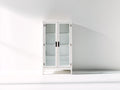 Estanterías de madera 80x35x180 cm color blanco con puertas de vidrio para almacenamiento