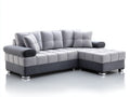 Sofás de esquina de tela 300 x 220 x 85 cm - color gris - diseño moderno con chaise longue y asientos acolchados