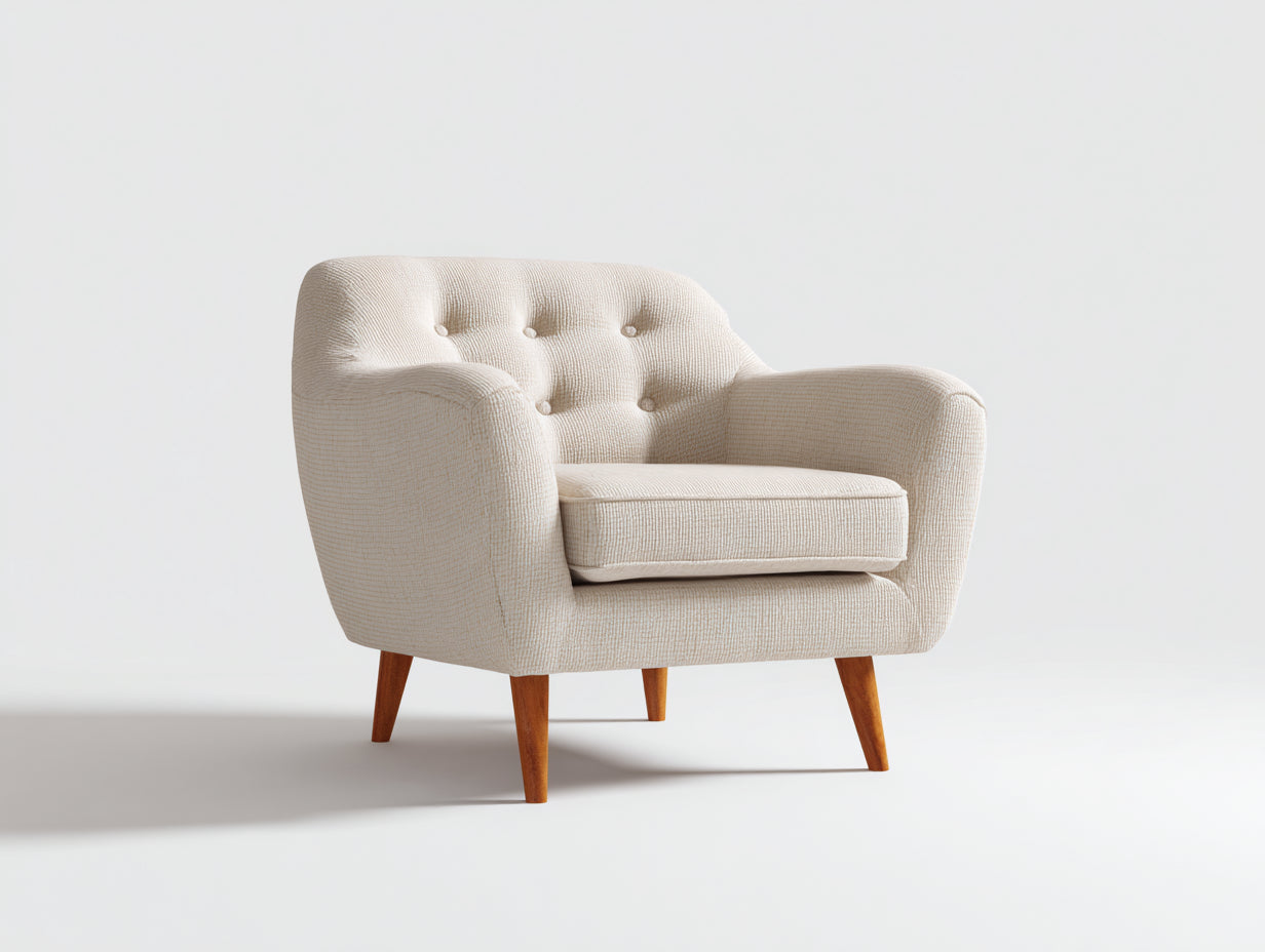 Sillones de tela 85x80x90 cm color beige con respaldo acolchado y diseño moderno