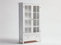Estanterías de madera 90x40x180 cm - blanco - diseño clásico con puertas de vidrio y cajón