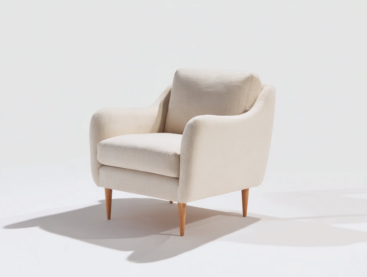 Sillones de tela 80 x 75 x 85 cm - color beige - diseño moderno con respaldo acolchado y patas de madera