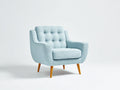 Sillones de tela 85x80x90 cm color azul claro con respaldo acolchado y diseño moderno