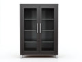 Estanterías de madera 90x35x180 cm - negro - diseño moderno con puertas de vidrio