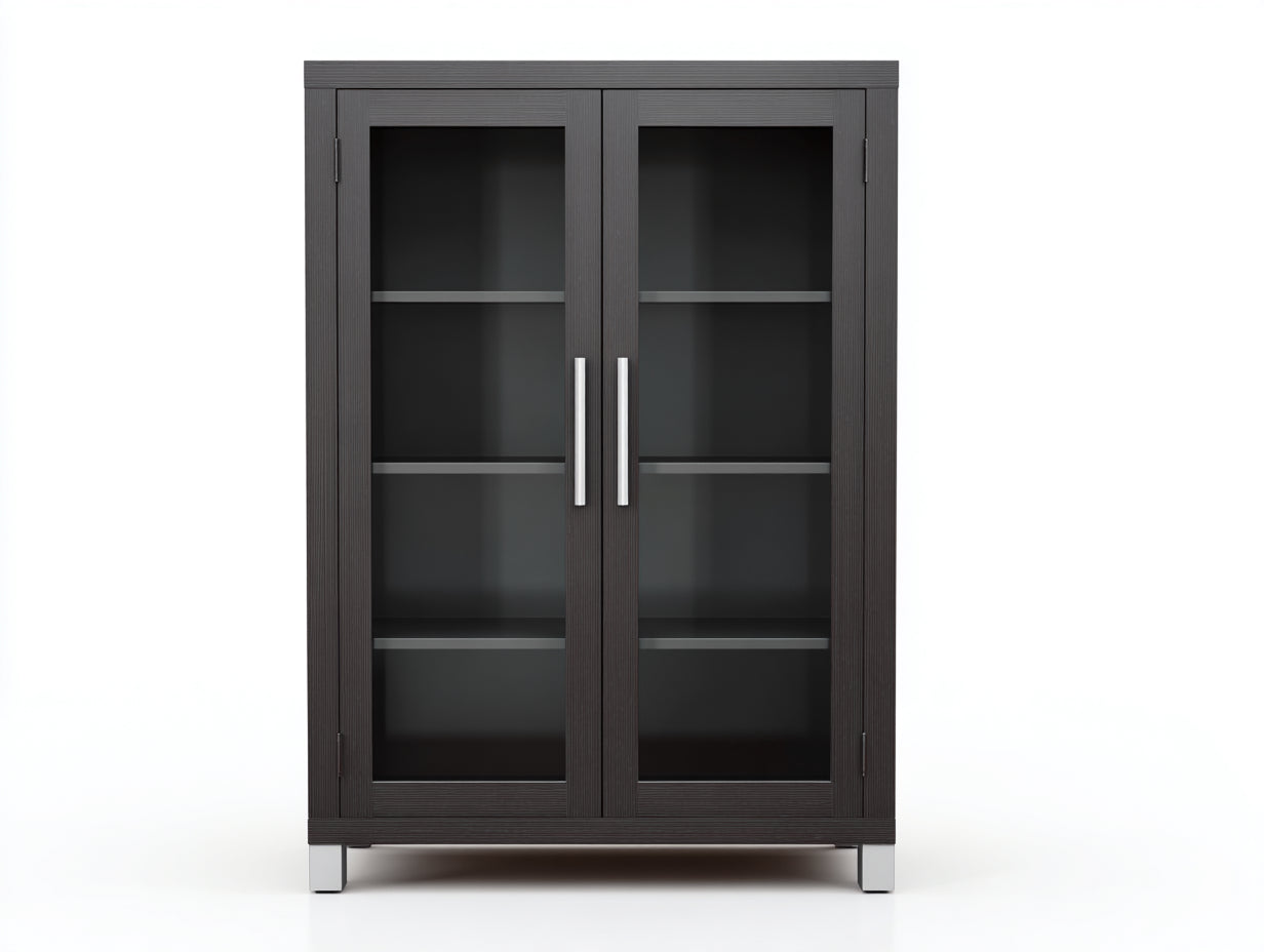 Estanterías de madera 90x35x180 cm - negro - diseño moderno con puertas de vidrio