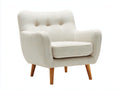 Sillones tapizados 86 x 80 x 88 cm - Beige crema y marrón natural - Respaldo capitoné con diseño moderno