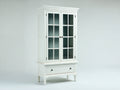 Estanterías de madera 90x40x180 cm color blanco con puertas de vidrio y cajón para almacenamiento