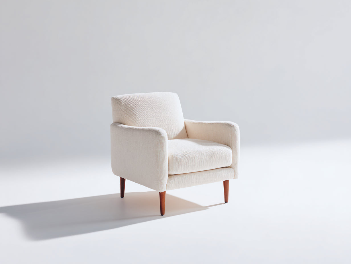 Sillones tapizados 78x76x82 cm - blanco crema y marrón - diseño compacto moderno