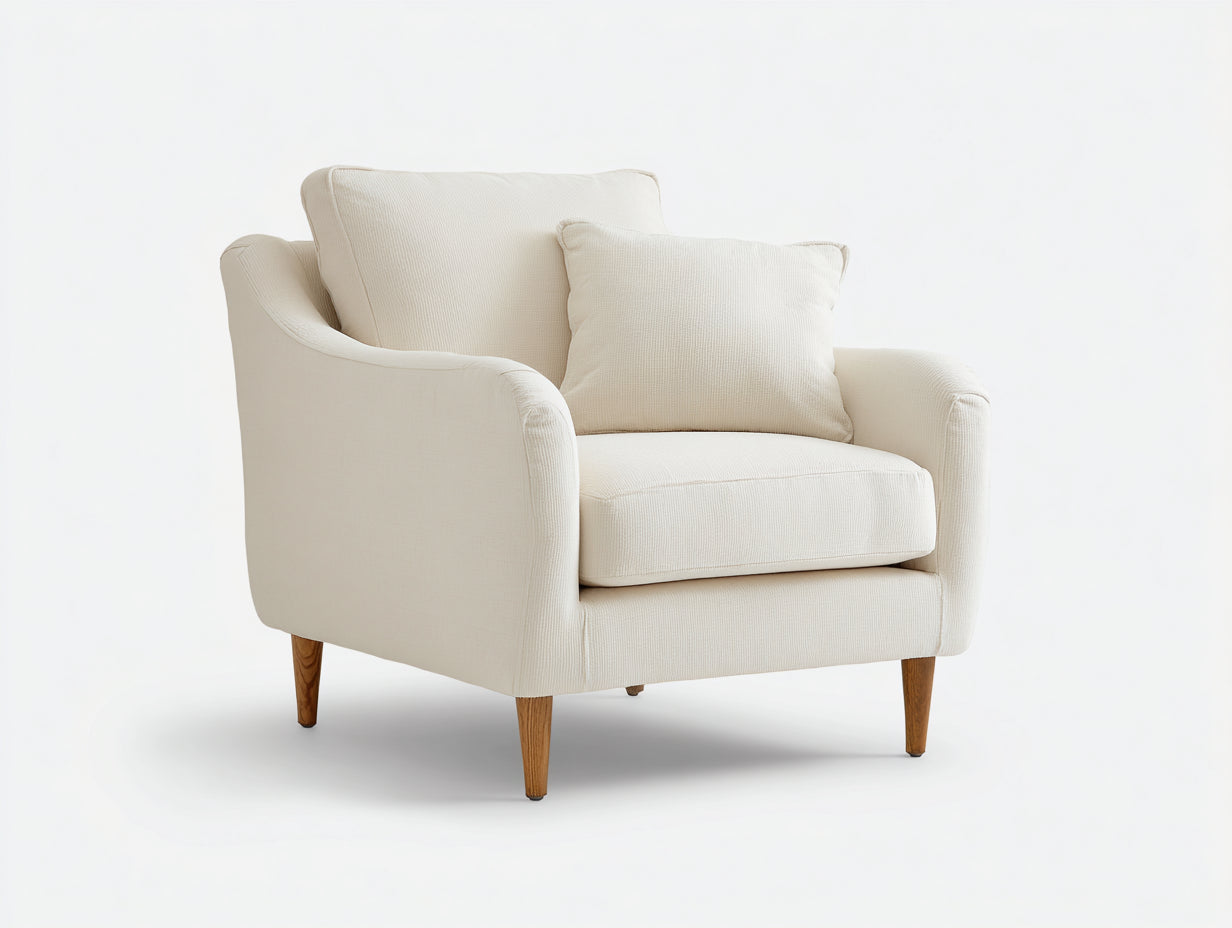 Sillones de tela 90x85x85 cm - beige - diseño moderno con reposabrazos curvos y asiento acolchado