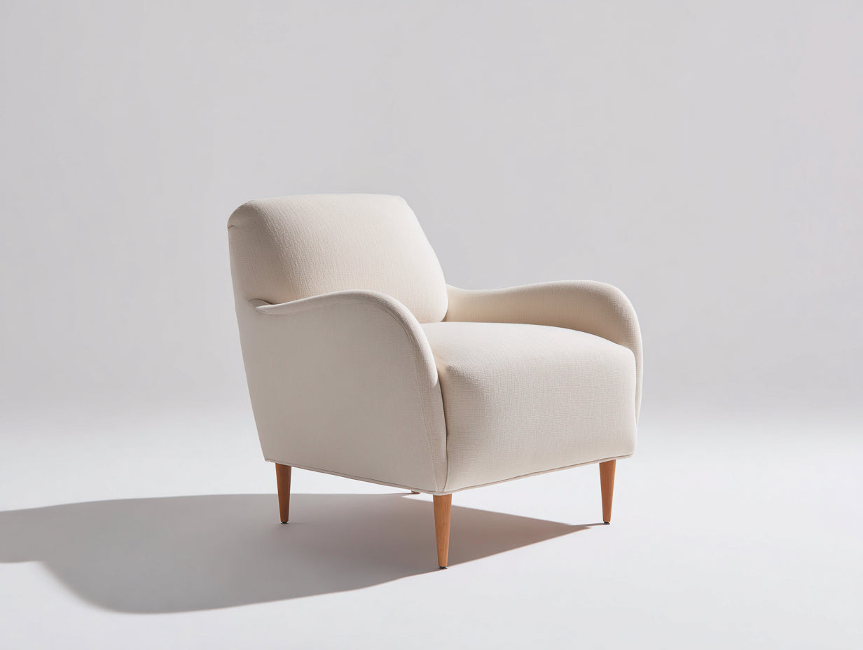 Sillones tapizados 82 x 78 x 86 cm - Beige crema y marrón natural - Diseño minimalista con brazos curvados