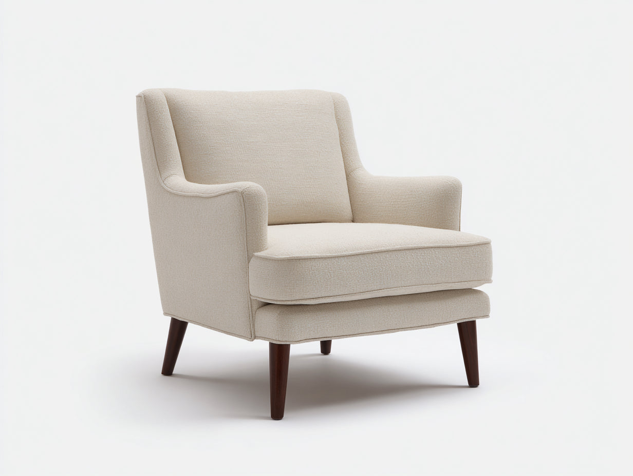 Sillones de tela 85 x 80 x 90 cm - color beige - diseño moderno con respaldo alto y patas de madera